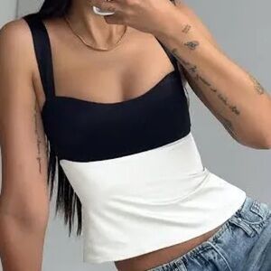 Princess Polly Black and White Silk Tank Top